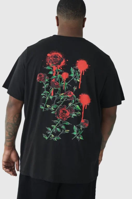 Plus Rose Floral Back Print T-shirt