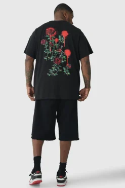 Plus Rose Floral Back Print T-shirt