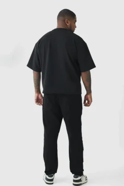 Plus Skinny Biker Panel Jeans in True Black