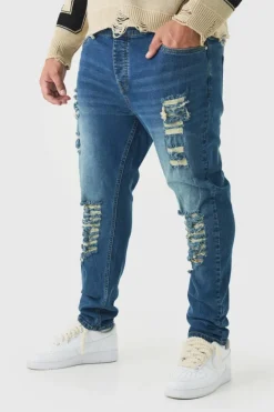 Plus Skinny Jeans With All Over Rips