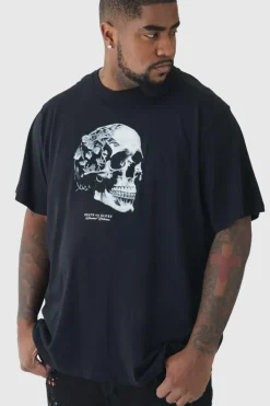 Plus Skull Print T-shirt In Black