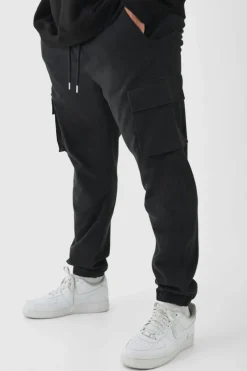 Plus Slim Fit Elasticated Waist Cuffed Cargo Trousers