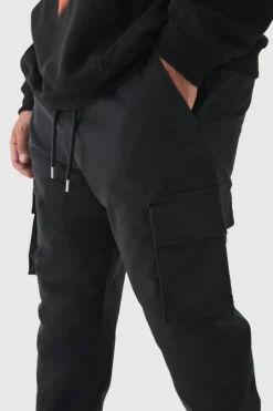 Plus Slim Fit Elasticated Waist Cuffed Cargo Trousers