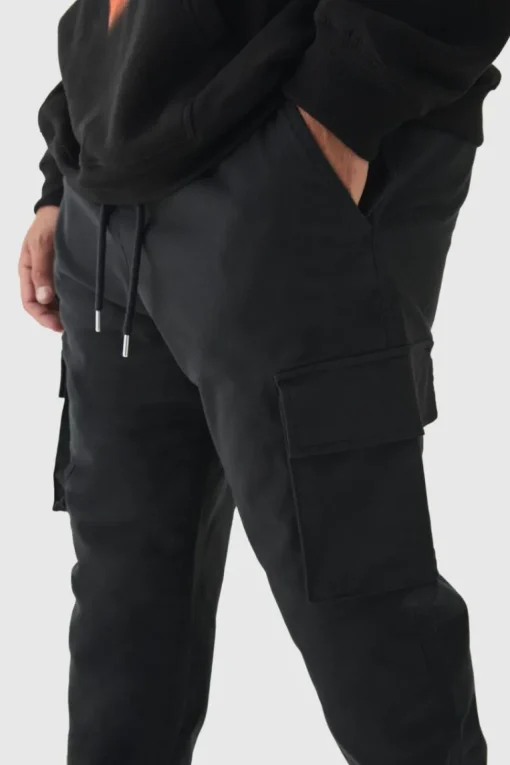Plus Slim Fit Elasticated Waist Cuffed Cargo Trousers