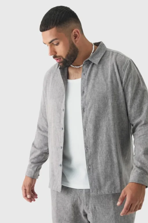 Plus Smart Textured Shirt and Trouser Set