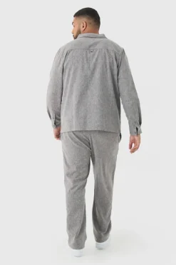 Plus Smart Textured Shirt and Trouser Set