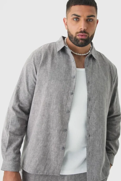 Plus Smart Textured Shirt and Trouser Set