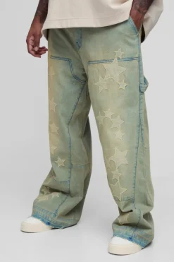 Plus Star Applique Gusset Detail Carpenter Jeans