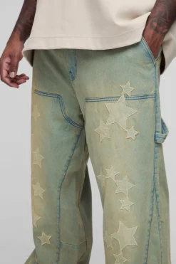 Plus Star Applique Gusset Detail Carpenter Jeans