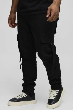 Plus Stretch Skinny Cargo Pocket Detail Jeans In True Black
