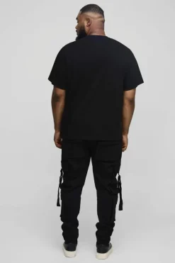 Plus Stretch Skinny Cargo Pocket Detail Jeans In True Black
