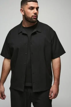 Plus Stretch Woven Boxy Revere Shirt