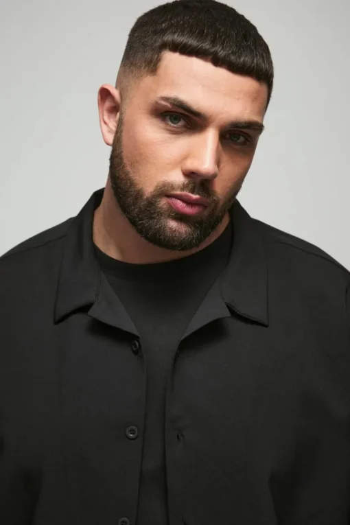 Plus Stretch Woven Boxy Revere Shirt