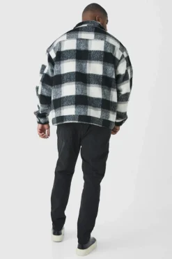 Plus Super Skinny Stretch Biker Rip & Repair Jeans in Washed Black