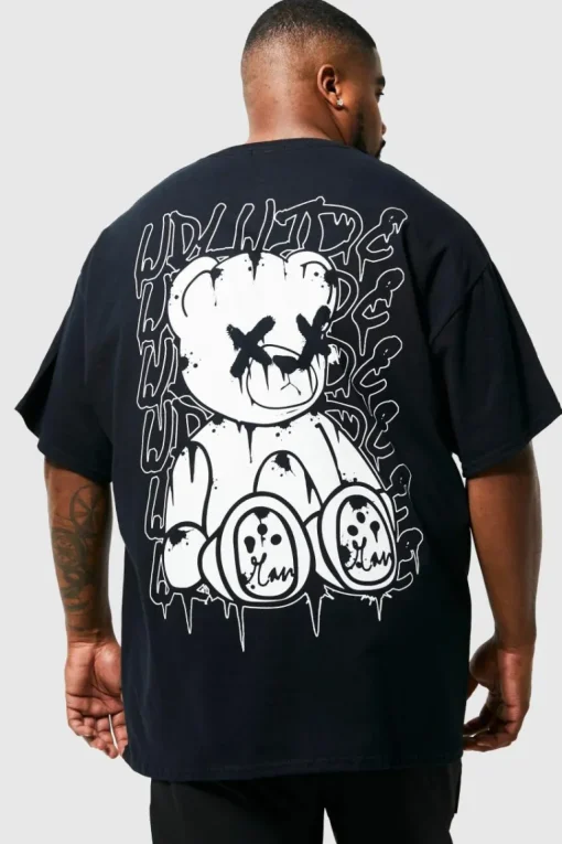 Plus Teddy Back Print T-shirt