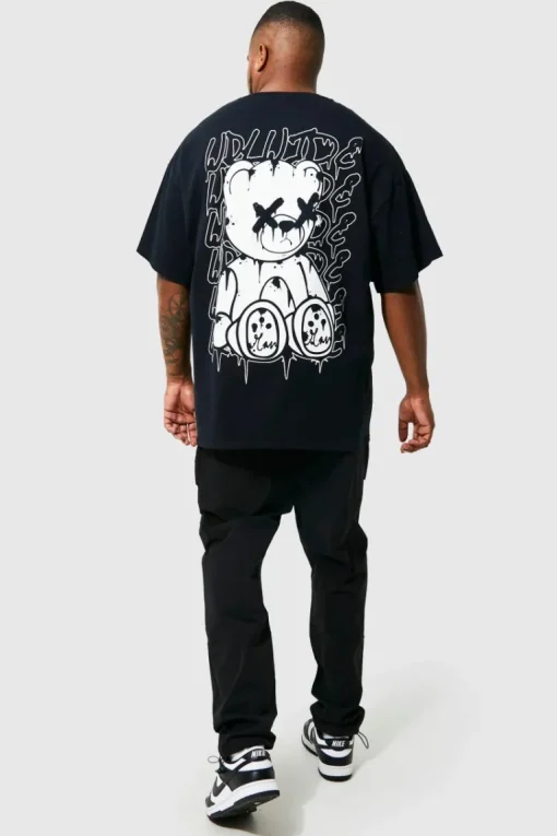 Plus Teddy Back Print T-shirt