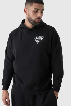 Plus Teddy Puff Print Hoodie
