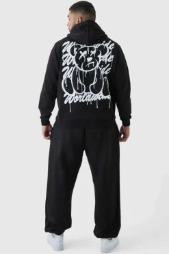 Plus Teddy Puff Print Hoodie
