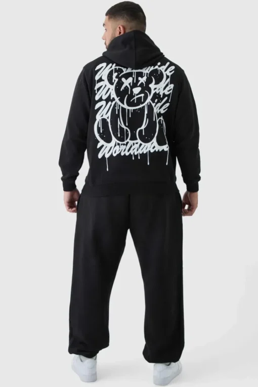 Plus Teddy Puff Print Hoodie