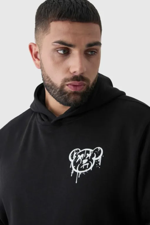 Plus Teddy Puff Print Hoodie