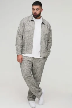 Plus Textured Straight Fit Trousers