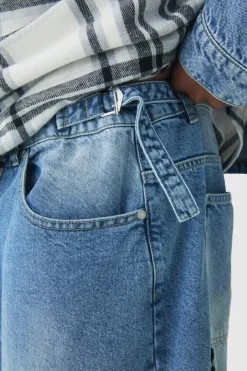 Plus Washed Adjustable Waist Baggy Carpenter Jeans