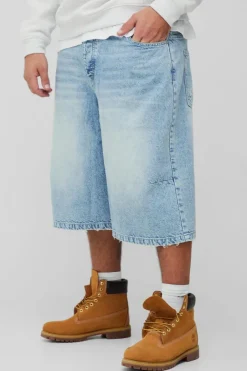 Plus Washed Distressed Hem Jorts