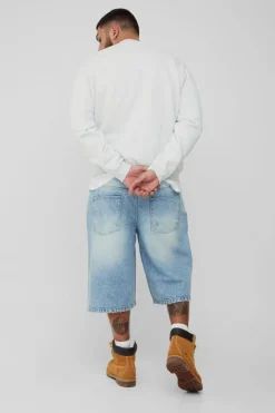 Plus Washed Distressed Hem Jorts