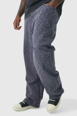 Plus Washed Leopard Relaxed Fit Jeans