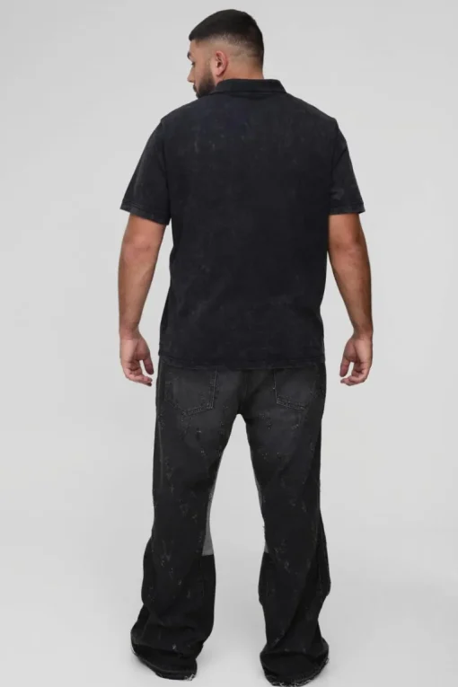 Plus Washed Polo in Black