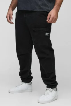 Plus Washed Ripstop Pleat Knee Slim Fit Cargo Trousers