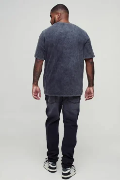 Plus Washed Zip Biker Distressed Skinny Jeans