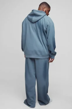Plus Wide Leg Embroidered Spray Wash Jogger