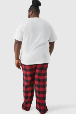 Plus Woven Check Loungewear Pants
