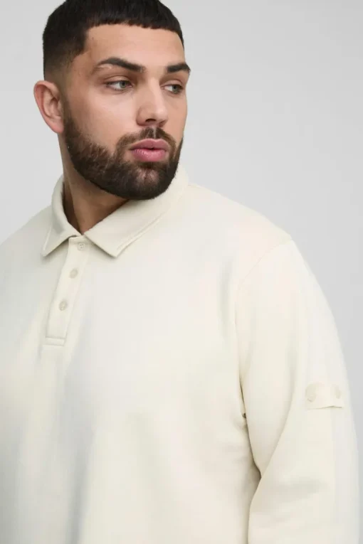Plus Woven Tab Rugby Polo