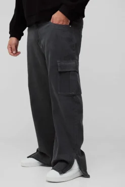Plus Zip Hem Straight Fit Cargo Jeans