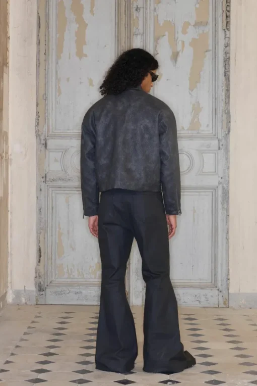 Premium Boxy Fit Faux Leather Harrington Jacket In Charcoal