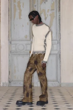Premium Washed Straight Flare Faux Leather Trouser
