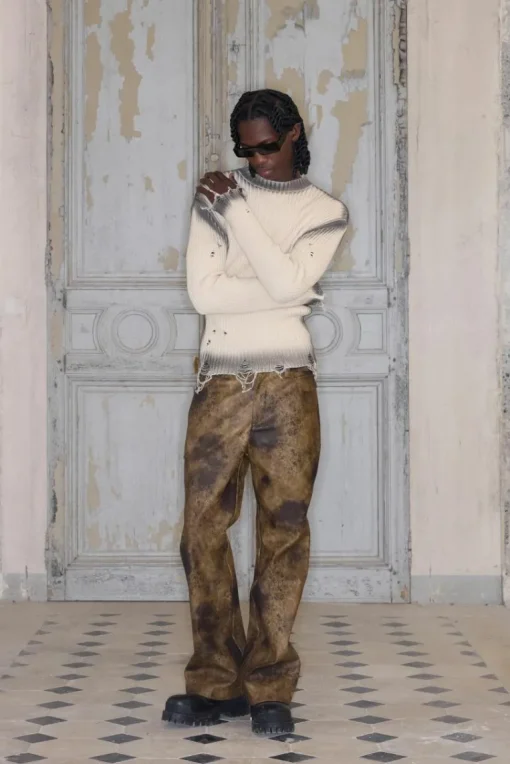 Premium Washed Straight Flare Faux Leather Trouser