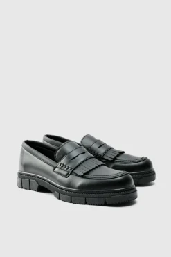 Pu Chunky Sole Tassel Loafer In Black