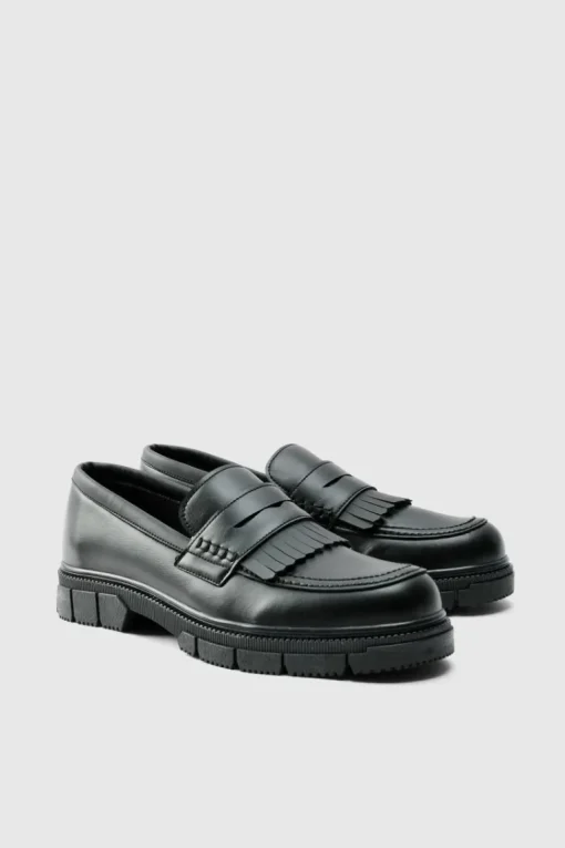 Pu Chunky Sole Tassel Loafer In Black