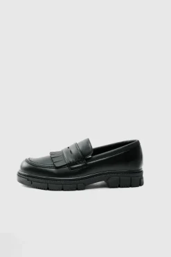 Pu Chunky Sole Tassel Loafer In Black