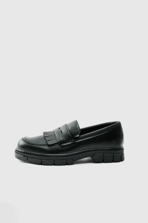 Pu Chunky Sole Tassel Loafer In Black