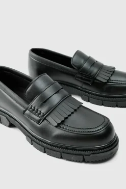 Pu Chunky Sole Tassel Loafer In Black