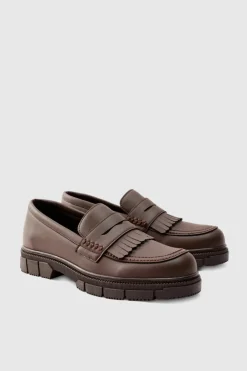 Pu Chunky Sole Tassel Loafer In Brown