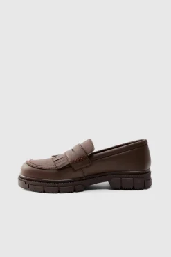 Pu Chunky Sole Tassel Loafer In Brown