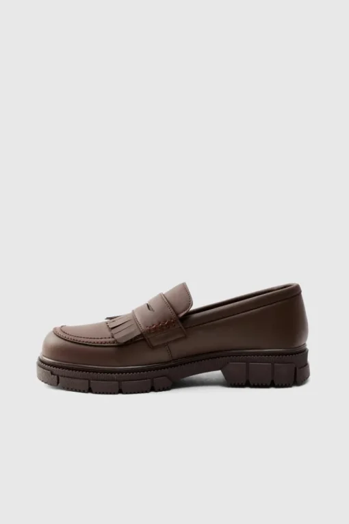 Pu Chunky Sole Tassel Loafer In Brown