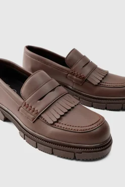 Pu Chunky Sole Tassel Loafer In Brown