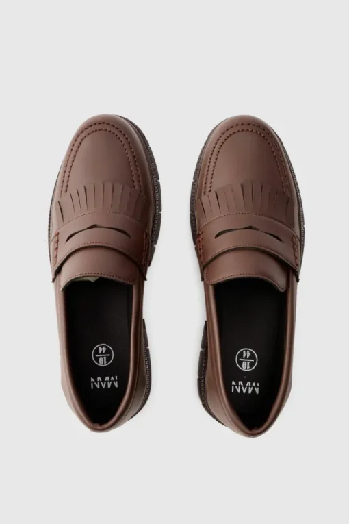 Pu Chunky Sole Tassel Loafer In Brown