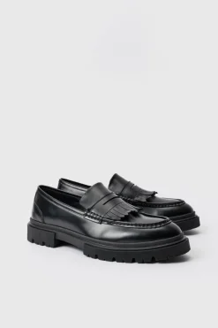 Pu Chunky Sole Tassel Loafer In Black